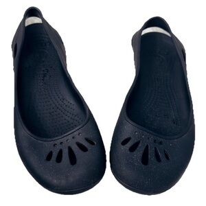 Crocs Sandals Water Shoes Rubber White Speckled Flats Size 10 Good Condition